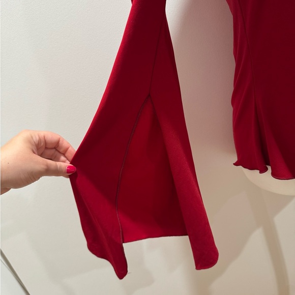 Vintage 90s Cressong Whimsygoth Fairy Renaissance Red Bell Sleeve Corset Top - Picture 4 of 7